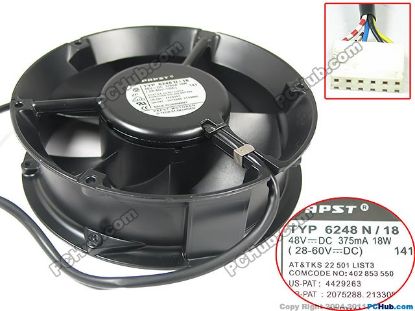 Picture of ebm-papst TYP 6248 N / 18 Server - Round Fan TYP 6248 N / 18, 5-wire