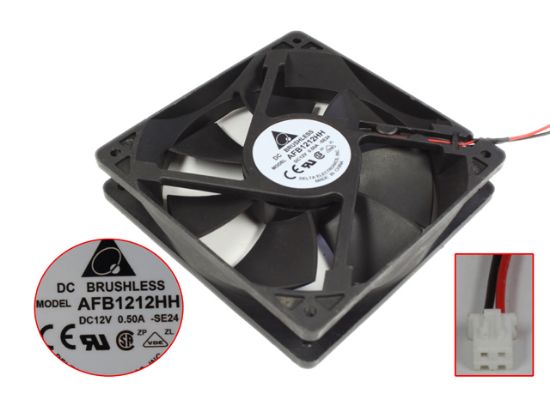 Picture of Delta Electronics AFB1212HH Server - Square Fan -SE24, sq120x120x25, 2-wire, 12V 0.5A