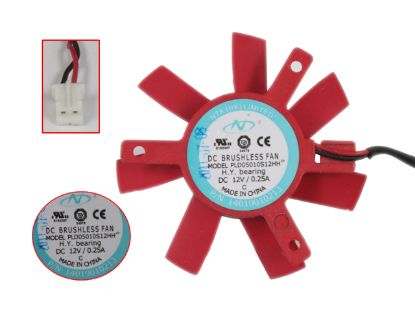 Picture of Power Logic PLD05010S12HH Server - Frameless / GPU Fan 12V 0.25A, dia45, ctc32, w80x2x2
