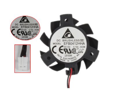 Picture of Delta Electronics EFB0412HHA Server - Frameless / GPU Fan -AC09, 12V 0.15A, dia36, ctc26, w100x2x2