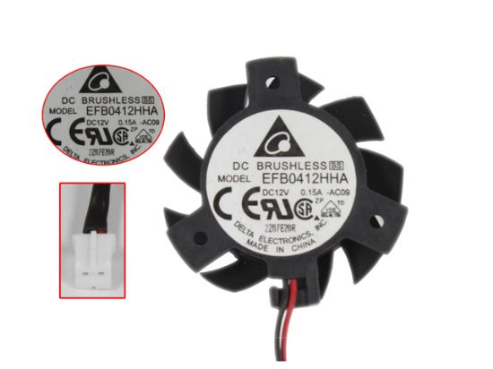 Picture of Delta Electronics EFB0412HHA Server - Frameless / GPU Fan -AC09, 12V 0.15A, dia36, ctc26, w100x2x2