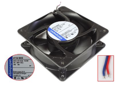 Picture of ebm-papst 4114 NH3 Server - Square Fan sq120x120x38mm, 2-wire, 24V 19.5W