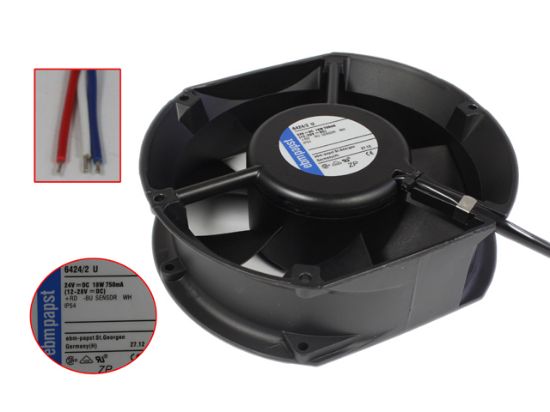 Picture of ebm-papst 6424 /2U Server - Round Fan dia172x150x51mm, 3-wire, 24V 18W