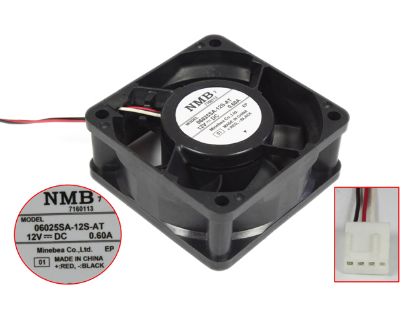 Picture of NMB-MAT / Minebea 06025SA-12S-AT Server - Square Fan 1, sq60x60x25mm, W3x4, DC 12V 0.60A