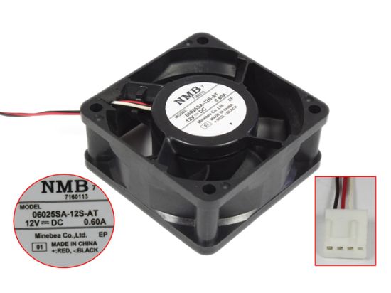 Picture of NMB-MAT / Minebea 06025SA-12S-AT Server - Square Fan 1, sq60x60x25mm, W3x4, DC 12V 0.60A