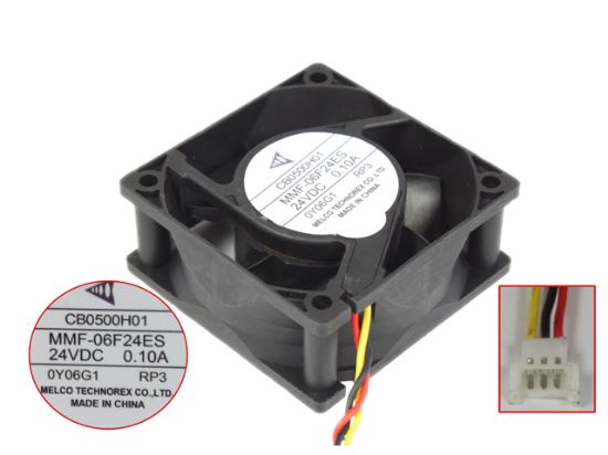 Picture of Other Brands MMF-06F24ES Server - Square Fan -RP3, sq60x60x25mm, w60x3x3, DC 24V 0.10A