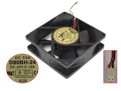 Picture of Y.L FAN / Yate Loon D80BH-24 Server - Square Fan 24V0.19A, sq80x80x25mm, 2W