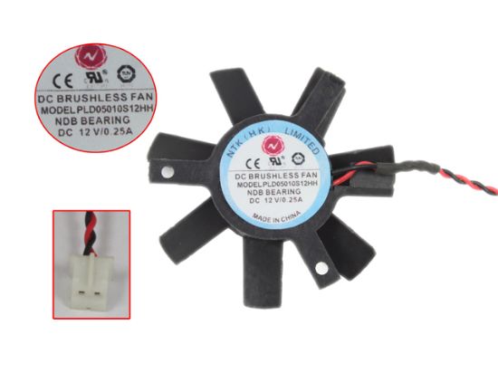 Picture of Power Logic PLD05010S12HH Server - Frameless / GPU Fan 12V 0.25A, W70x2x2, D45xC32, Black