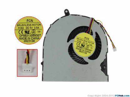 Picture of Forcecon DFS531305M30T Cooling Fan  FC92, w20x3x3, 5V 0.5A, Bare fan