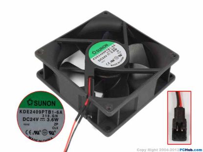 Picture of SUNON KDE2409PTB1-6 Server - Square Fan 318.GN, sq92x92x25mm, DC 24V 3.6W, w40x2x2