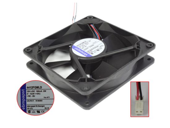 Picture of ebm-papst 4412 FGMLD Server - Square Fan sq120x120x25mm, w80x2x2, 12V 2W