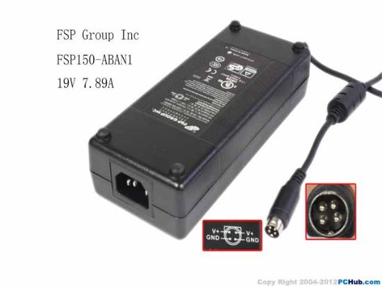 Picture of FSP Group Inc FSP150-ABAN1 AC Adapter- Laptop 19V 7.89A, 4-Pin Din, P1&P4=V+ C14, New