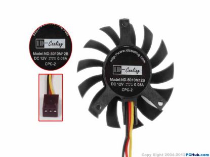 Picture of ID-Cooling ND-5010M12B Server - Frameless / GPU Fan DC 12V 0.08A, D45xC35x35x27, W80x3x3, Black