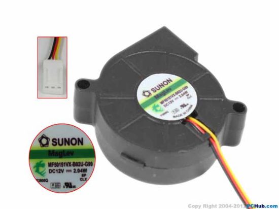 Picture of SUNON MF50151VX-B02U-G99 Server - Blower Fan DC 12V 2.04W, 50x50x15mm, 3-pin 3-wire