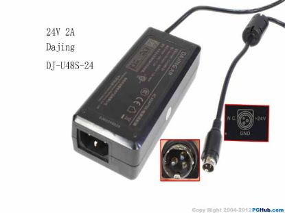 Picture of Dajing DJ-U48S-24 AC Adapter 20V & Above 3-Pin connector