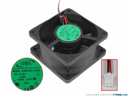 Picture of ADDA AD0612HX-A70GL Server-Square Fan  G, DC 12V 0.23A, 60x60x25mm, 2-Wire