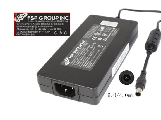 Picture of FSP Group Inc FSP120-AWAN2 AC Adapter 20V & Above 54V 2.22A, 6.0/4.0mm, IEC C14