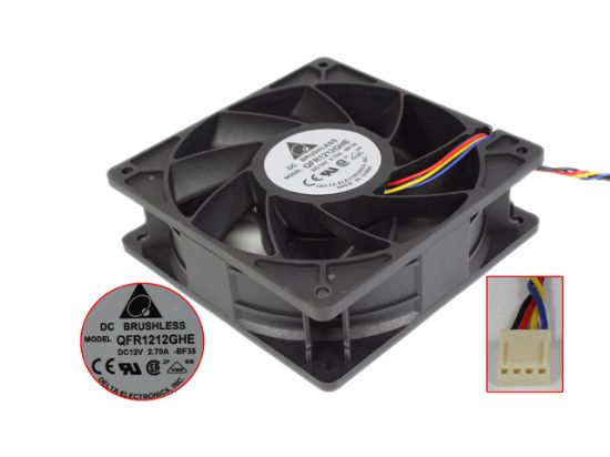 Picture of Delta Electronics QFR1212GHE Server - Square Fan -BF35, sq120x120x38mm, 4-wire, DC 12V 2.70A