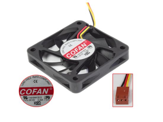 Picture of COFAN F-6010HH12BII Server - Square Fan 12V0.30A, sq60x60x10mm, 100x3Wx3P