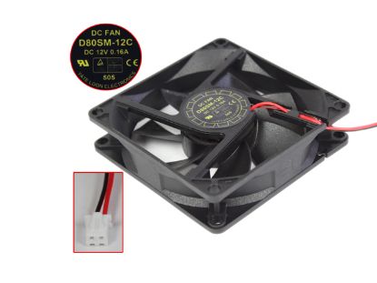 Picture of Y.L FAN / Yate Loon D80SM-12C Server - Square Fan 12V0.16A, sq80x80x20mm, 2W