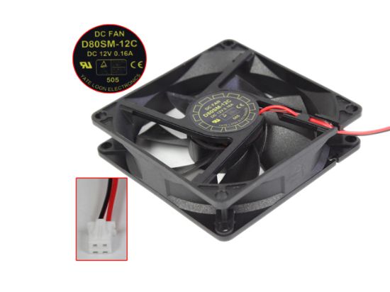 Picture of Y.L FAN / Yate Loon D80SM-12C Server - Square Fan 12V0.16A, sq80x80x20mm, 2W