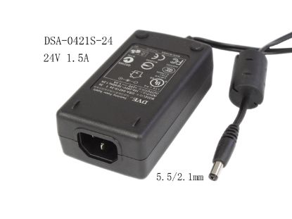 Picture of DVE DSA-0421S-24 AC Adapter 20V & Above 24V 1.5A, 5.5/2.1mm, C14, New