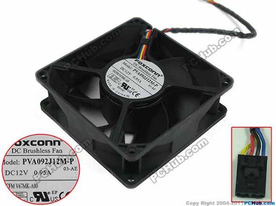 Picture of Foxconn PVA092J12M-P Server - Square Fan 03-AE, sq92x92x32mm, w90x4x4, DC 12V 0.95A