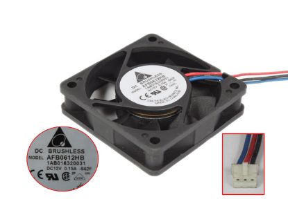 Picture of Delta Electronics AFB0612HB Server - Square Fan -S62F, sq60x60x15mm, DC 12V 0.15A, 3-wire