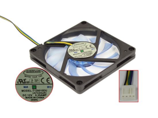 Picture of EverCool T128010DU Server - Square Fan (AFA95aR), 12V0.35A, sq80x80x10mm, 100x4Wx4P