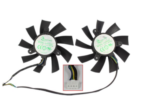 Picture of APISTEK / Rotek GA92S2U Server - Frameless / GPU Fan PFTA, 12V 0.46A, W160x4x4, D75xC42 , Black, 2 Fan