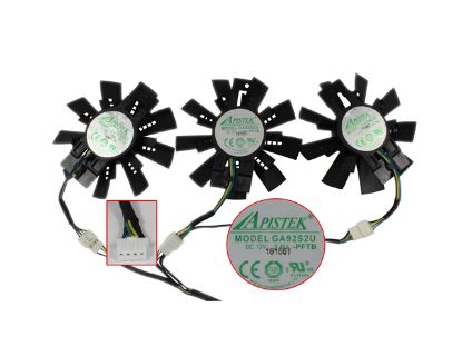 Picture of APISTEK / Rotek GA92S2U Server - Frameless / GPU Fan PFTB,  PFTA, 12V 0.46A, W160x4x4, D87xC82x28, Black, 3 Fa