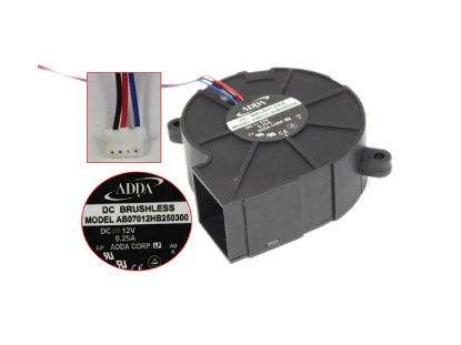 Picture of ADDA AB07012HB250300 Server - Blower Fan bw70x70x25, w100x3x4P, DC 12V 0.25A