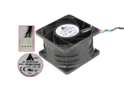 Picture of Delta Electronics PFR0612XHE Server - Square Fan A06, sq60x60x38, 4w, DC 12V 3.3A