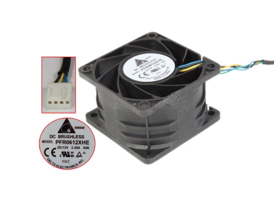 Picture of Delta Electronics PFR0612XHE Server - Square Fan A06, sq60x60x38, 4w, DC 12V 3.3A