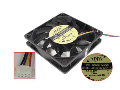 Picture of ADDA AS12048UB25A100 Server - Square Fan 48V0.46A, Alum, sq120x120x25mm, 4W