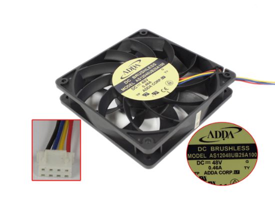 Picture of ADDA AS12048UB25A100 Server - Square Fan 48V0.46A, Alum, sq120x120x25mm, 4W