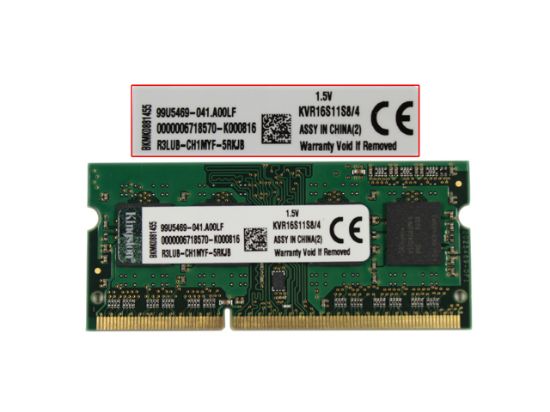 Picture of Kingston KVR16S11S8/4 Laptop DDR3-1600 4GB, DDR3-1600, PC3-12800S, KVR16S11S8/4, Laptop