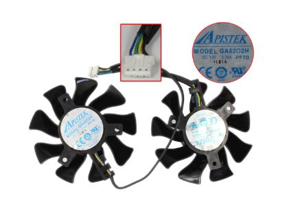 Picture of APISTEK / Rotek GA82O2H Server - Frameless / GPU Fan PFTD, 12V 0.36A, W160x 7x 4, D74xC40, Black, 2 Fan