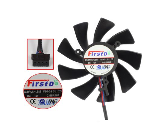 Picture of Firstd FD9015U12S Server - Frameless / GPU Fan 12V 0.55A, W80x3x4, D85xC39, Black