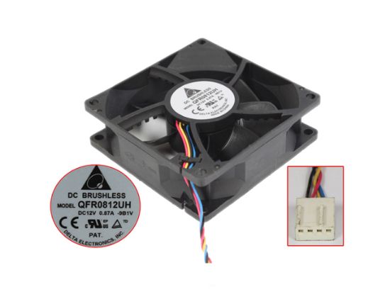 Picture of Delta Electronics QFR0812UH Server - Square Fan 9B1V, sq80x80x25mm, w50x4x4,12V 0.87A