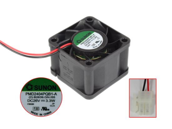 Picture of SUNON PMD2404PQB1-A Server - Square Fan (2).B2639.GN.155, sq40x40x28mm, w80x2x2, DC 26V 3.