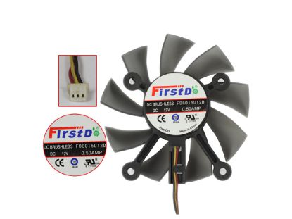 Picture of Firstd FD8015U12D Server - Frameless / GPU Fan 12V 0.50A, W80x3x3, D75xC43, BlackT, 4H