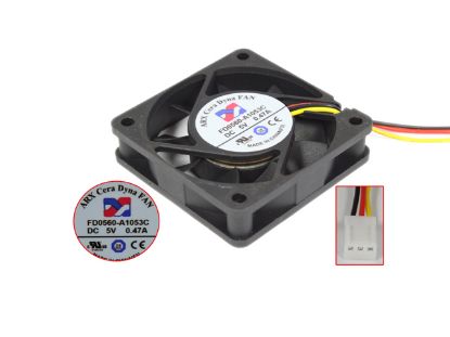 Picture of ARX FD0560-A1053C Server - Square Fan sq60x60x15, 3w, DC 5V 0.47A