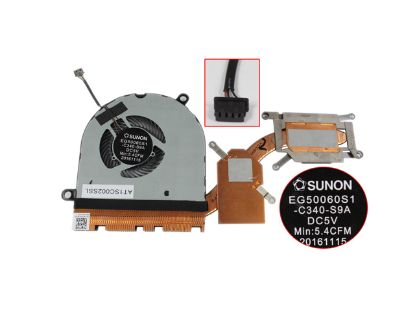Picture of SUNON EG50060S1-C340-S9A Cooling Fan  0KKT6M, 5V Heatsink, W30x4x4xP