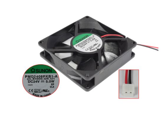 Picture of SUNON PMD2408PKB1-A Server - Square Fan (2).B4900.GN.121, sq80x80x20mm, DC 24V 5.0W, 2-wir