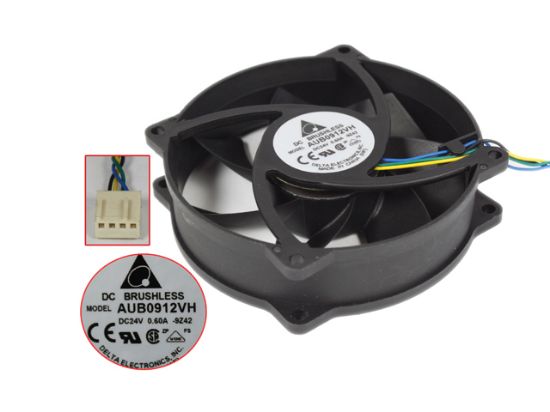 Picture of Delta Electronics AUB0912VH Server - Round Fan -9Z42, dia92x92x25, w30x4x4, 12V 0.60A