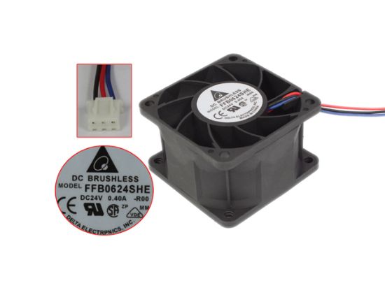 Picture of Delta Electronics FFB0624SHE Server - Square Fan R00,  sq60x60x38mm, 3-wire 24V 0.40A