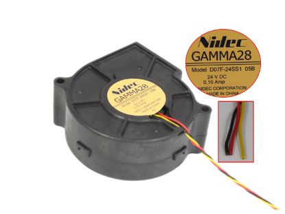 Picture of Nidec D07F-24SS1 Server - Blower Fan 05B, bw75x75x30mm, 3-wire, DC 24V 0.16A,
