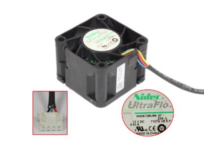 Picture of Nidec W40S12BUB5-07 Server - Square Fan Z04, sq40x40x28mm, w50x 4x 4, DC 12V 0.53A,