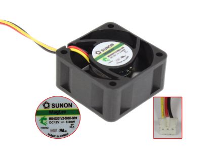 Picture of SUNON MB40201V2-000U-G99 Server - Square Fan sq40x40x20mm, DC 12V 0.6W, w40x3x3